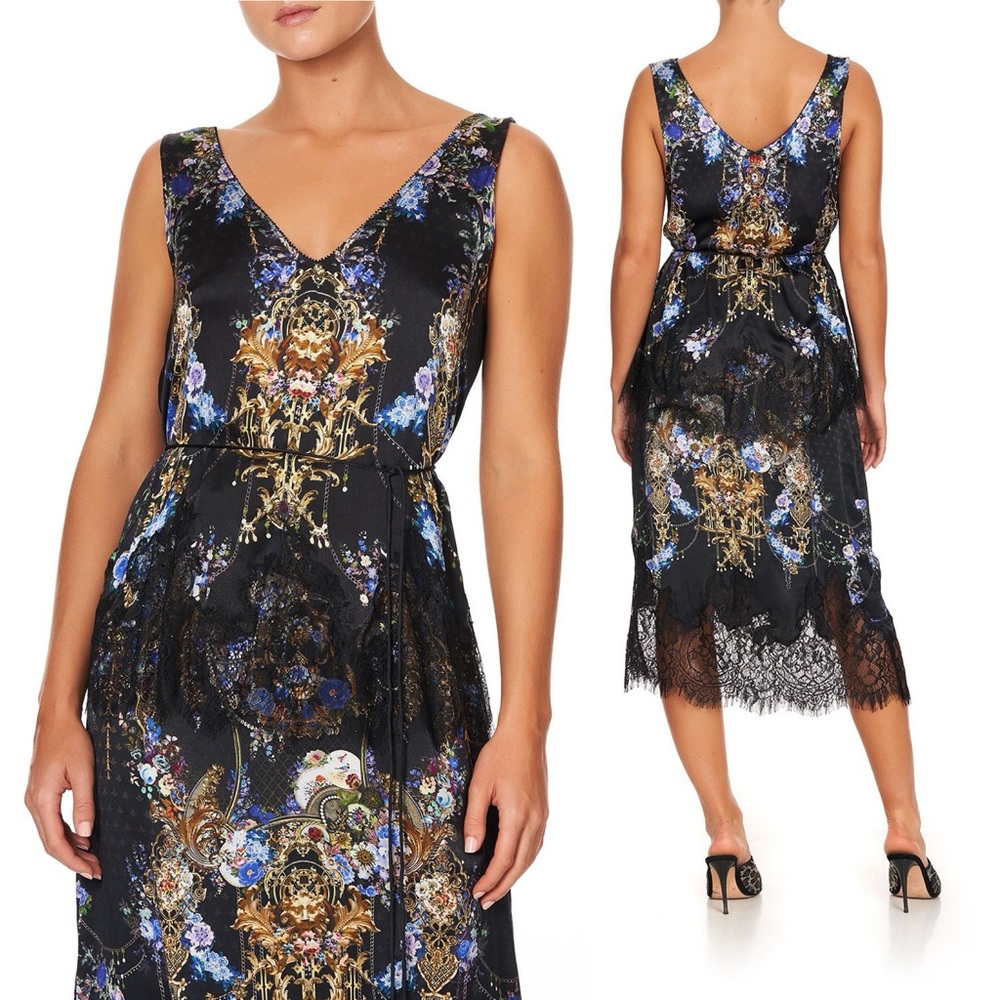 Camilla Crystal Embellished Silk Palace Playhouse Waist Tie Cami